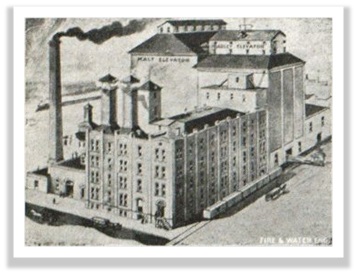 Historical photo of the Pettit Malting Company before it was The Stella Hotel & Ballroom